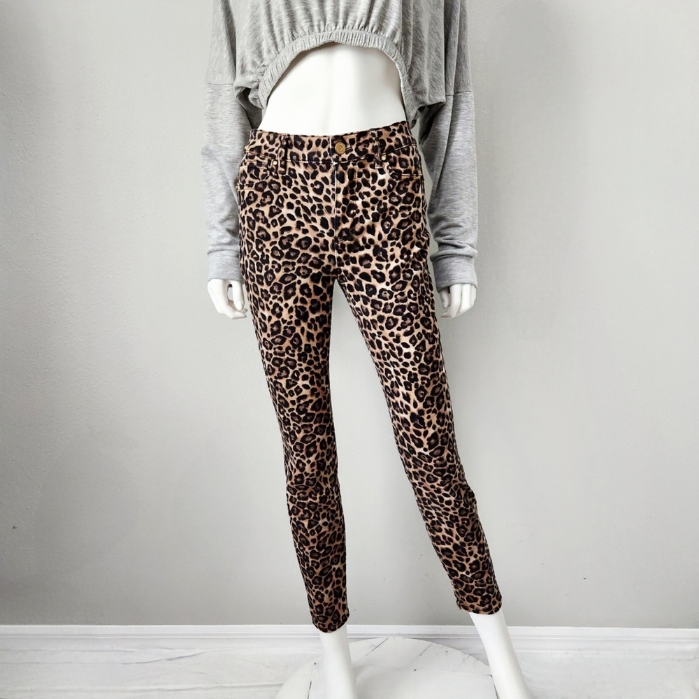 WHBM Sculpting High Waist Ankle Pants With Stretch, Brown & Black Leopard Size 0 - Picture 2 of 15